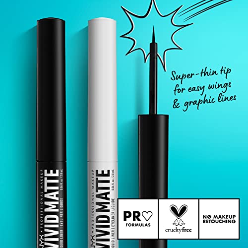 NYX Professional Makeup Eyeliner, Ultra-Pigmented Liquid Liner, Intense Matte Finish, Fade- and Transfer-Proof, Vivid Matte, Black