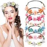 GmeDhc Flower Crown Headbands, 6 Pieces Flower Headbands for Women Girls, Boho Floral Headband Wreath, Floral Headpieces Festival Hair Accessorie