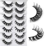 JIMIRE Russian Strip False Eyelashes D Curly Fluffy 3D Faux Mink Lashes 2 Styles Mixed Cat-Eye Lash Pack Eyelash Extension Effect Natural Look