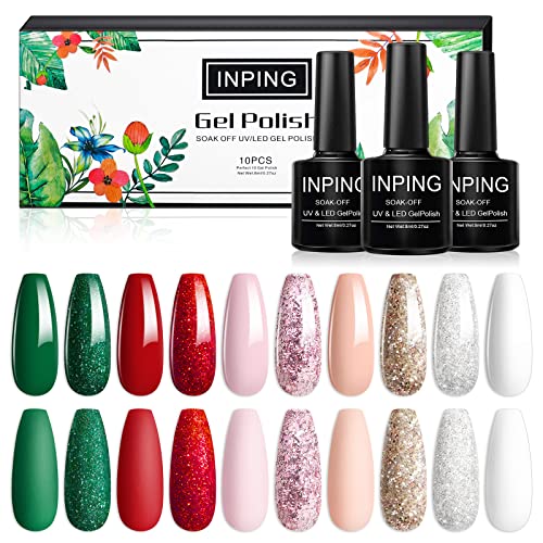 INPING Gel Polish, 10 Color MACAROON Soak Off UV Gel Nail Polish DIY Nail Art Salon Manicure Kit for Starter, 8ml/0.27oz, Pastel