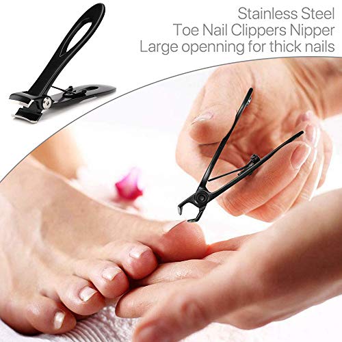 Nail Clippers 16mm Wide Large Jaw Opening for Thick Nail Stainless Steel Black Fingernail and Toenail Nipper Cutter Podiatry Trimmer Pedicure Man
