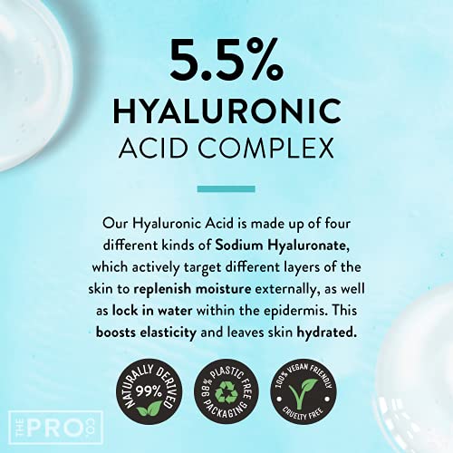 Hyaluronic Acid 5.5% Super Serum - from 4 Types of Sodium Hyaluronate - with Vegan Collagen & Amino Acids - Hydrates, Brightens, Firms Skin - Ant