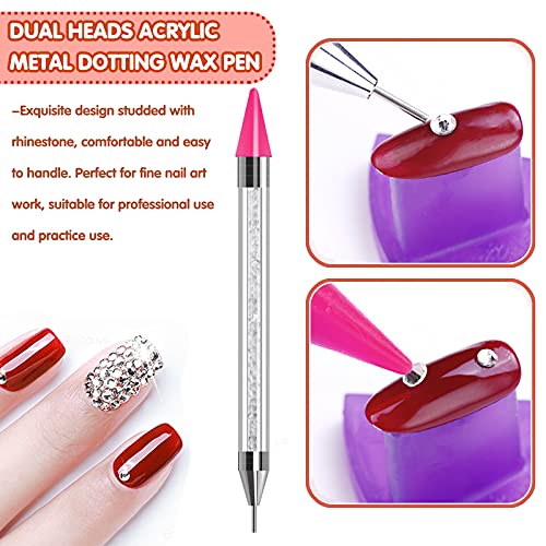 Flat Back AB Crystal Nail Art Rhinestones and Clear Crystal Rhinestones with Pick Up Tweezer and Rhinestone Picker Dotting Pen, Professional Nail