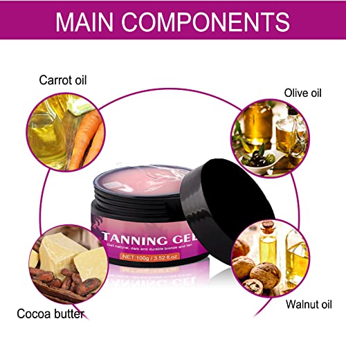 Intensive Tanning Luxe Gel,100G Peach Flavor Brown Tanning Gel,Brown Premium Tanning Accelerator Cream, Self Tanner Oil,Tanning Accelerator Gel,E