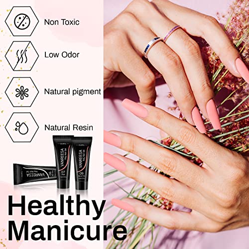 Poly Nail Gel Kit, VANREESA 5 Nude Colours Poly Nail Extension Gel Set with 36W U V Nail Lamp Manicure Tools Builder Enhancement Starter Kit Gift