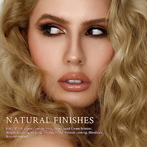 KIMUSE Soft Liquid Contour Stick, Glow Liquid Cream Bronzer, Weightless, Long-Wearing, Smudge Proof, Natural-Looking, Blendable, Bronzer Makeup (