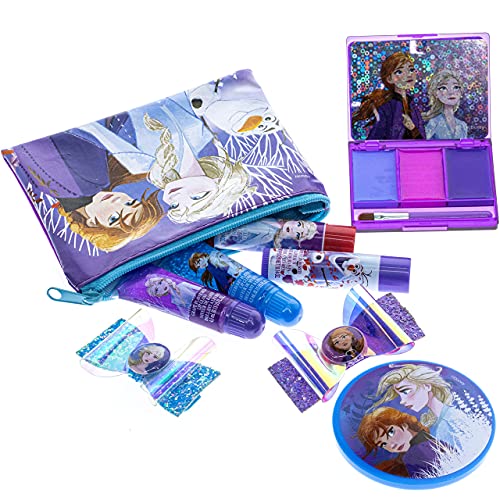 Disney Frozen 2 - Townley Girl Super Sparkly Cosmetic Beauty 29 Pcs Makeup Set For Girls with Clips, Press On Nail, Lip Gloss, Nail Stickers, Lip