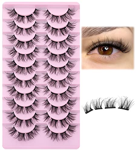 Clusters Eyelashes Russian Strip Lashes Individual DIY False Eyelashes D Curl Fluffy Fake Lashes that Look Like Extensions Wispy Natural Look Fau