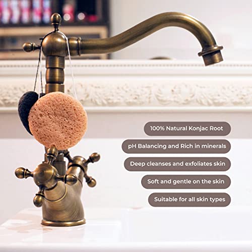 Eco Health Natural Konjac Sponges, for Deep Cleaning and Exfoliating, These Facial Sponges are 100% Natural Face Sponges - Pack of 5 Giant Konjac