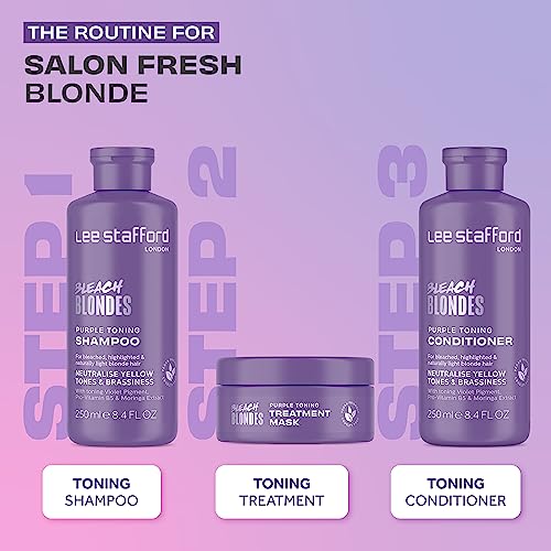 Lee Stafford Bleach Blondes Purple Toning Shampoo | A Weekly Toning Purple Shampoo for Blonde Hair Cleansing