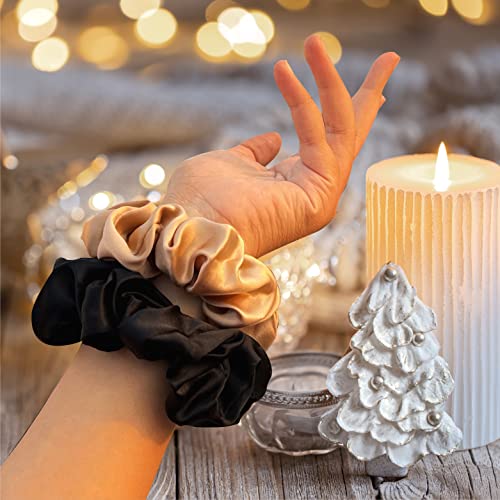 Dutch Orbitz Silk Scrunchies For Hair - 100% Mulberry Silk Hair Ties For Curly Hair - Silk Hair Scrunchies Prevent Hair Breakage - Soft, Stretchy