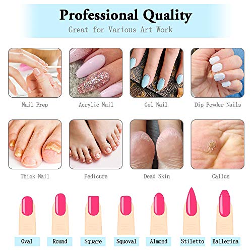 URAQT Nail Drill Bits Set, 10 pcs Electric Nail Drill Bits Kit 3/32", Professional Cuticle Polishing Bits for Acrylic Gel Nails, Electric Nail Fi