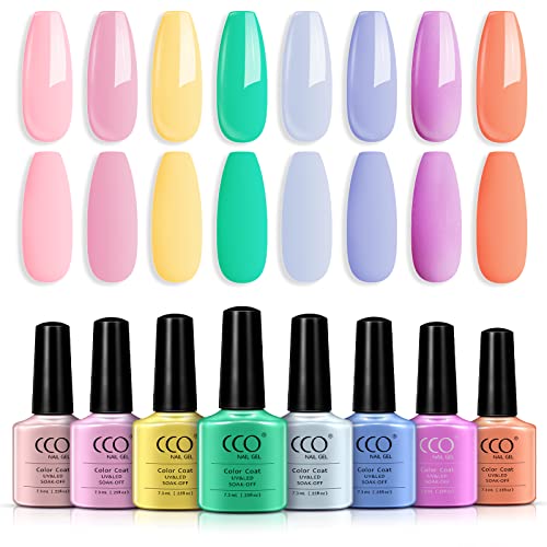 CCO Gel Base Coat and Top Coat Nail Polish- No Wipe Base and Top Coat Set LED UV Soak Off Nail Lamp for Home DIY & Nail Salon Varnish Long Lastin