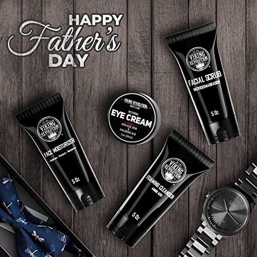 Viking Revolution Complete Mens Skincare Kit - Includes: Mens Eye Cream, Mens Face Moisturiser, Mens Face Wash, Mens Face Scrub - Mens Skincare G
