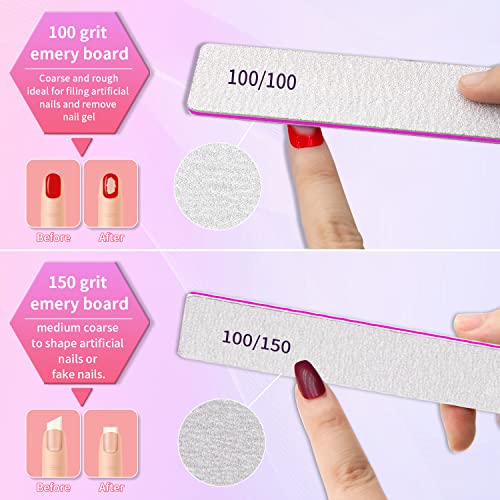 Professional Nail File Double Sided 80/80 Grit Nail Files Manicure Tools for Nail Grooming and Styling, 12 Pcs File Nail for Poly Nail Extension