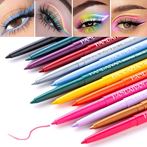 Coloured Eyeliner Liquid Eyeliner, Matte Eyeliner Pencil, All Day Long-Lasting Eye Liners Waterproof Sweat Resistant Eyeliner Pencil for Makeup T