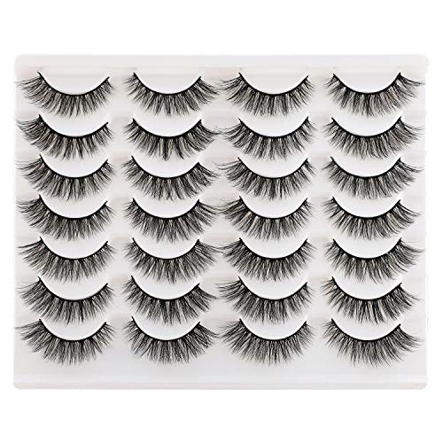 Newcally Eyelashes Russian Strip Lashes Natural Wispy Cat Eye False Eye Lashes Pack 3D Clear Band Fluffy Fake Eyelashes 10 Pairs