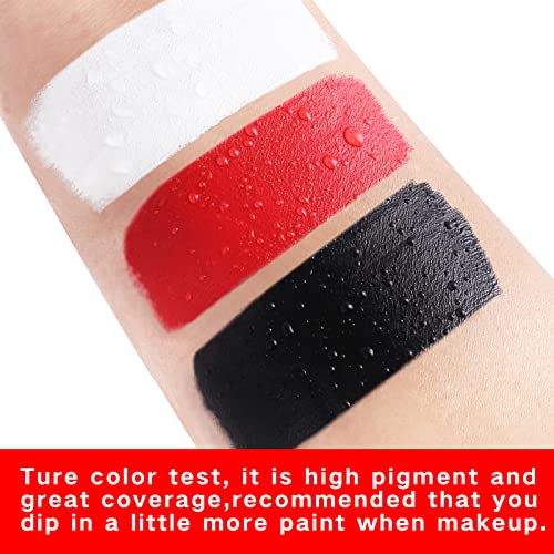 Go Ho White Black Red Colors 3 In 1 Body Paint Set,3 Colors Face Paint Wheel for Special Effects,Zombie Vampire Skeleton Halloween Costume Clown