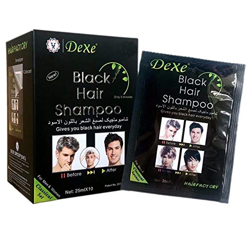 Black Hair Shampoo-Dexe Black Hair Shampoo for Natural Hair,Temporary Instant Hair Dye Maintain for Men and Women Black Color/Easy to Use/Last 30