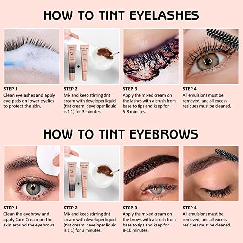 Libeauty Lash Tint Black Kit - 2 in 1 Eyelash & Eyebrow Dye Set, Last Up to 6 Weeks, Fast & Easy to Use, Semi-Permanent Black Dye with Developer