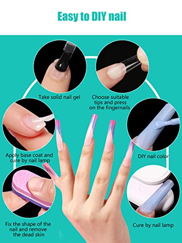 Deciniee Gel Nail Tips, 240Pcs Full Cover Square Straight Nail Tips for Gel Extensions, 12 Sizes False Square Nails Tips for Acrylic Nails, Profe