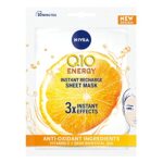 NIVEA Q10 + C Power Anti-Wrinkle + Energy Sheet Mask (1 Piece), Anti Ageing Moisturiser Mask with Vitamin C, Face Mask with Coenzyme Q10, Anti Wr
