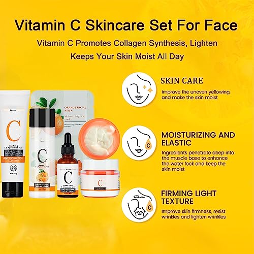 Skincare Gifts For Teenage Girls,Facial kit,Vitamin C Skincare sets, Pamper Sets For Women Gifts With Skin Care Sets & Kits Includes Cleanser, Fa