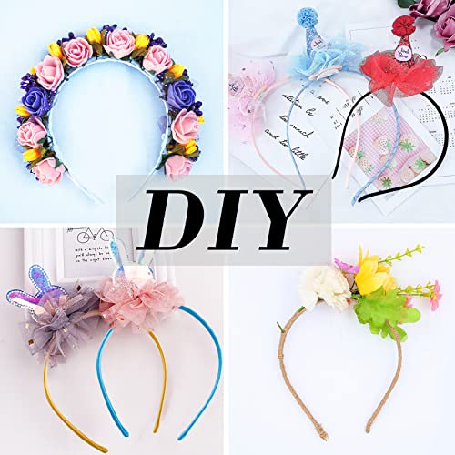 SIQUK 18 Pieces Satin Headbands Colourful Non-slip Headband 0.39 Inch DIY Satin Covered Headband for Women and Girls, 18 Colours