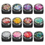 Dacitiery 12 Colours Face Glitter Gel Festival Cosmetic Glitter Sequins Body Glitter Sparkling Decoration Chunky Glitter Beauty Set for Hair Chee
