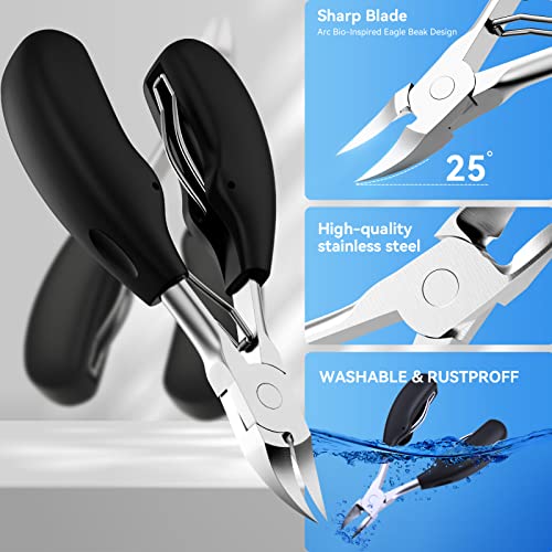 INXEN Toenail Clippers for Thick or Ingrown Nails, 7Pcs Professional Nail Clippers Manicure Set, Podiatrist Toenail Nippers, Stainless Steel Soft