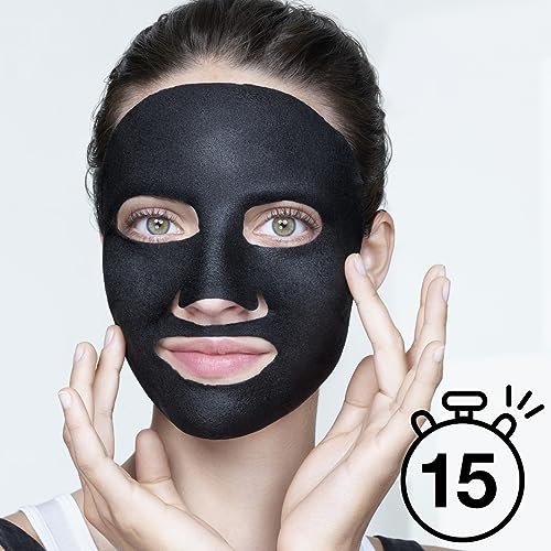 Garnier Pure Charcoal and Algae Sheet Mask, Purifying and Hydrating Face Mask With Hyaluronic Acid, LHA & Black Algae, Tightens Enlarged Pores &