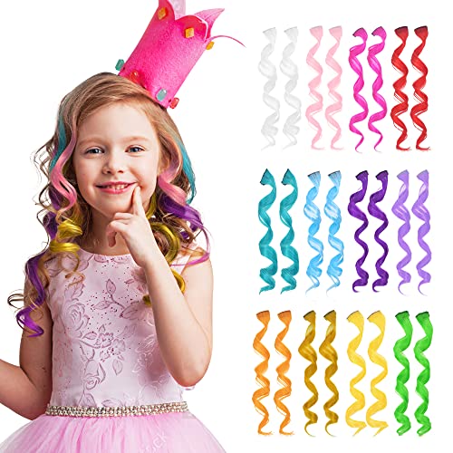 Dreamlover Clip in Coloured Hair Extensions for Kids, Kids Hair Extensions for Girls, Rainbow Hair Accessories for Girls, 24 PCS