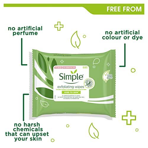 Simple Kind to Skin Exfoliating Facial Wipes 25 Pieces Pack of 6