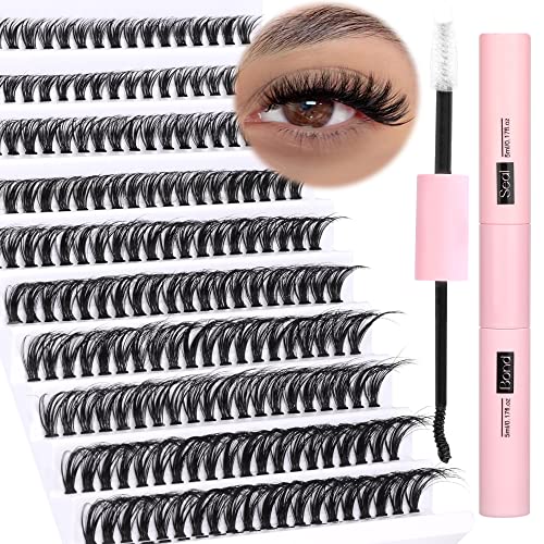 Lash Clusters DIY Eyelash Extensions 96pcs Cluster Lashes Wispy False Eyelashes C D Curl Individual Lashes Extensions 8-16MM Mega Fluffy Eyelash