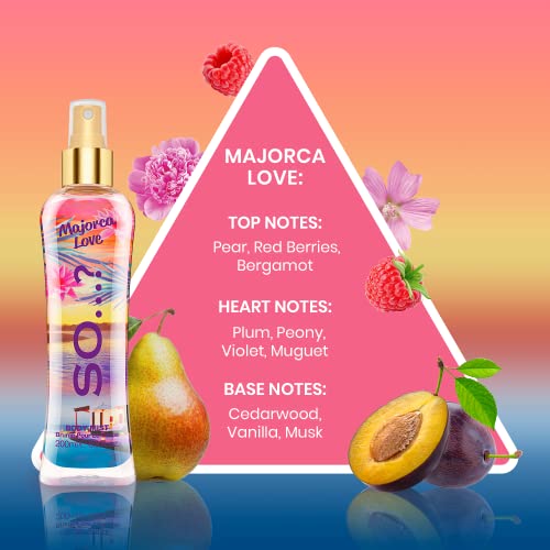 So…? Summer Escapes Womens Majorca Love Body Mist Fragrance Spray 200ml Bundle (Pack of 3)