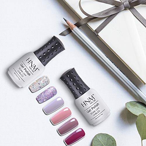 Gel Nail Polish HNM 6 Gel Nail Starter Kit with 24W LED Curing Lamp Base and Top Coat UV LED Soak Off Nail Polish Remover Wrap Manicure Tools Gif