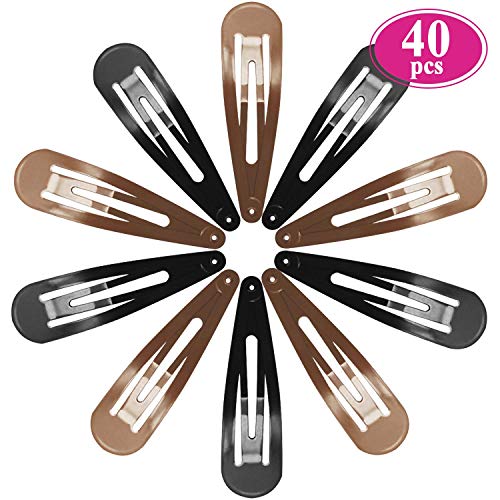 Large Snap Hair Clips 40 Pcs, Funtopia 2.8 Inch Long Non Slip Metal Hair Clips for Women Girls, Hair Barrettes Hair Accessories (Brown & Black)