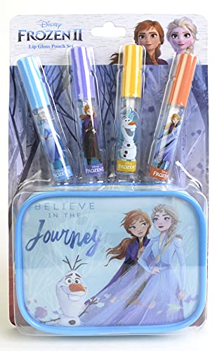 Disney Frozen Lip Gloss & Pouch Set - Makeup Set for Girls - Frozen Beauty gift pouch - Lip Gloss Kit in 4 Different Shades for Girls - Frozen To