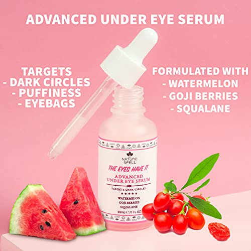 Nature Spell Anti Aging Eye Serum with Watermelon & Goji Berries 30 ml – Targets Dark Circles, Puffiness & Eye bags - Anti Wrinkle Eye Cream - 10