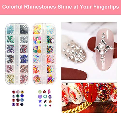 Nail Art Kit, WOVTE 60Pcs Nail Design Tools with 15pcs Nail Art Brushes, Nail Dotting Tool, Nail Foil, Nail Striping Tapes , Rhinestones Crystals