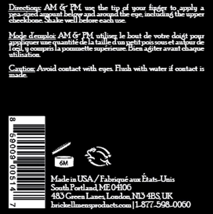 Brickell Men's Restoring Eye Cream for Men, Natural and Organic Anti Aging Eye Balm To Reduce Puffiness, Wrinkles, Dark Circles, Crows Feet and U