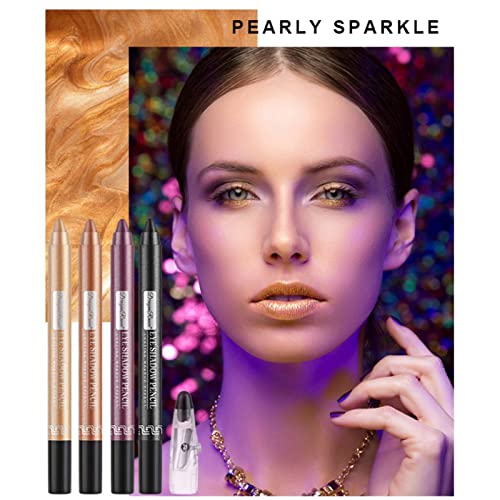 RoseFlower 12 Colors Eyeshadow Pencil Crayon Waterproof & Long Lasting Eyeshadow Stick Shimmer Cream Eyeshadow Pen Create Glitter Eye Makeup, Eas