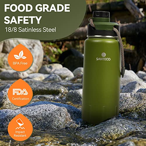 SANTECO Stainless Steel Insulated Drinking Bottle 710 ml I Leak-Proof Vacuum Flask I BPA-Free with Screw Cap Insulated Bottle for Sports, Running
