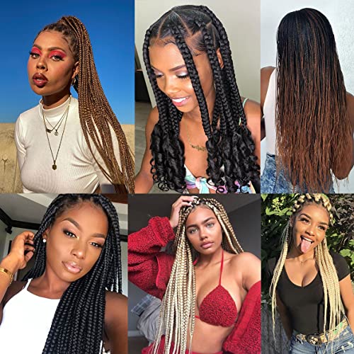 Leeven 3 Packs Pre Stretched Braiding Hair Extension Yaki Texture EZ Braids Hair for Coi Leray Braids Black Braiding Crochet Hair Extensions /30