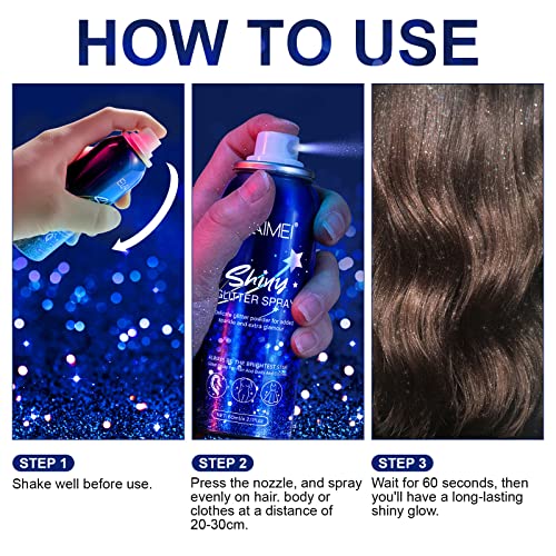 Body Glitter Spray for Women and Men 60ml - Shiny Glitter Spray for Hair Body & Clothing - Quick-Drying Waterproof Glitter Hairspray Highlighter