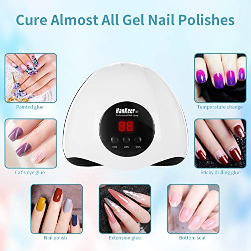 Hankeer 48W LED UV Nail Lamp with USB Interface line,24 Lights Gel Polish Nail Curing Lamp Light ,Suitable for Beginners and Home Salon (8T-USB)