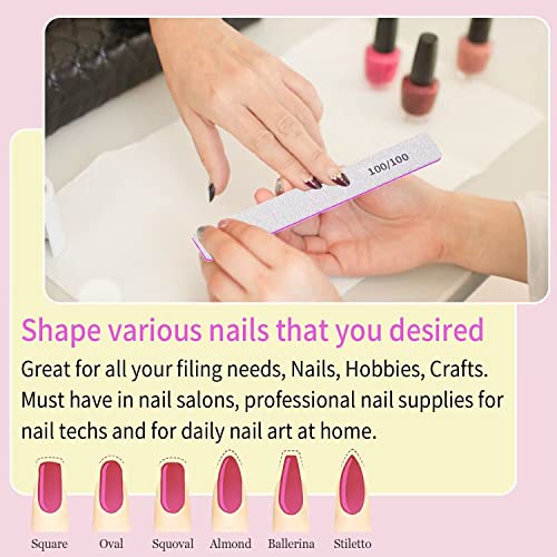Professional Nail File Double Sided 80/80 Grit Nail Files Manicure Tools for Nail Grooming and Styling, 12 Pcs File Nail for Poly Nail Extension