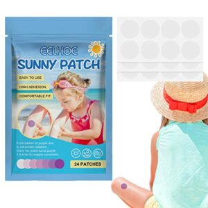Uv Sun Patches, Uv Sun Patches Kids, Sunscreen Applicator, Waterproof 24 Pack Sunscreen Stickers Reapply Reminder, Body Kids UV Detection, Sunscr