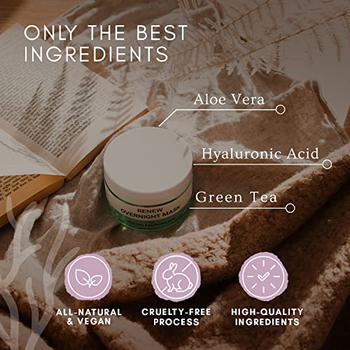 Renew Overnight Sleeping Facial Mask by Doppeltree with Aloe Vera Gel & Hyaluronic Acid - Anti Aging Hydrating Face Mask for Sunburn Relief, Skin