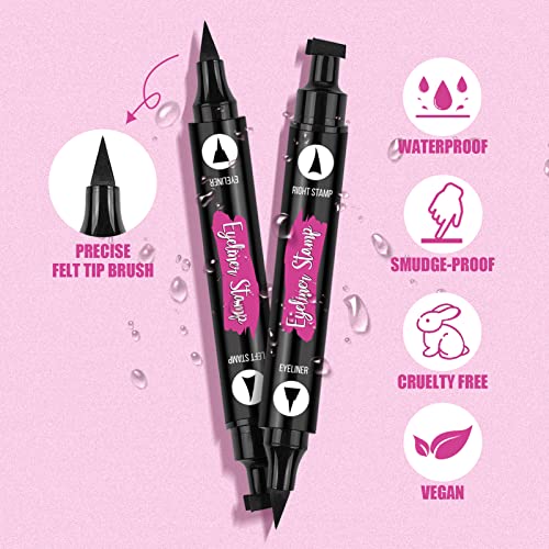 Cilrofelr Eyeliner Stamp Wingliner, 2 Easy Winged Eyeliner Stamps to Create Perfect Cat Eye, Long Lasting, Waterproof & Smudge proof Liquid Eyeli